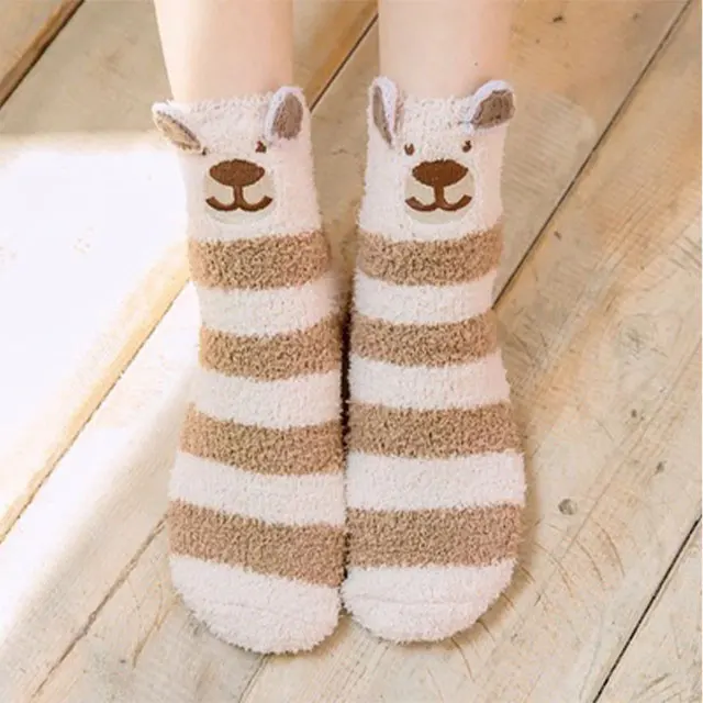  Christmas stockings embroidered three-dimensional household coral fleece cartoon socks boxed floor half flanked