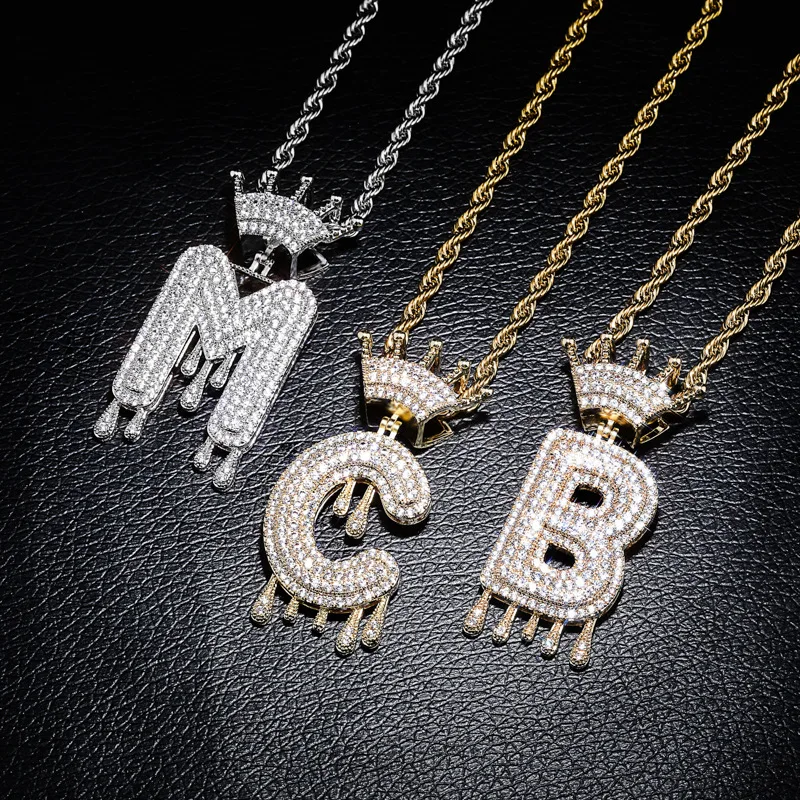 Fashion retro crown English letter hip hop Pendant with zircon tide brand Necklace Pendant