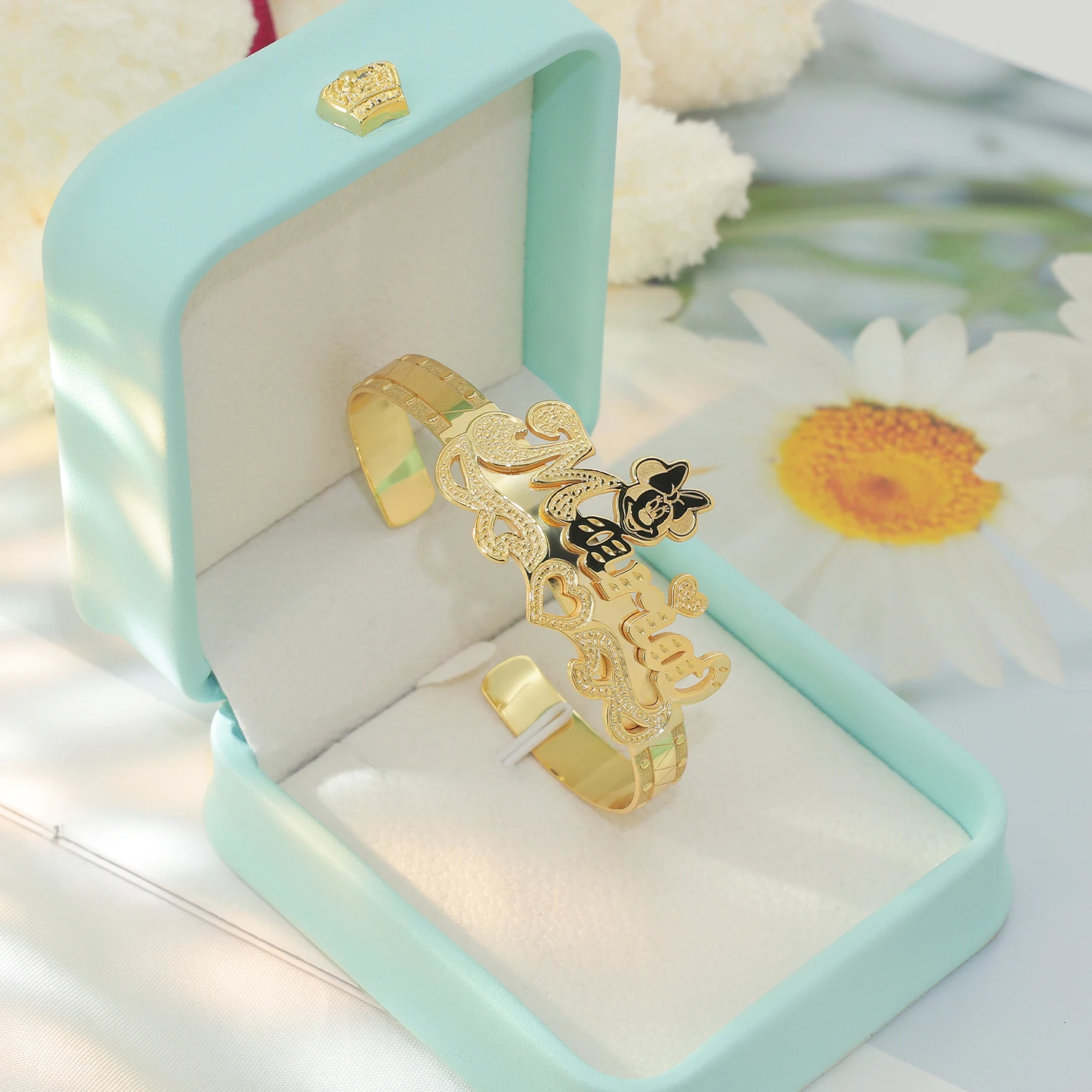 Luxury Women kids custom jewelry  18k Gold Bangles Personalize Letter Cartoon Bangle Adjustable Cuff Bracelets Fashion Jewelry