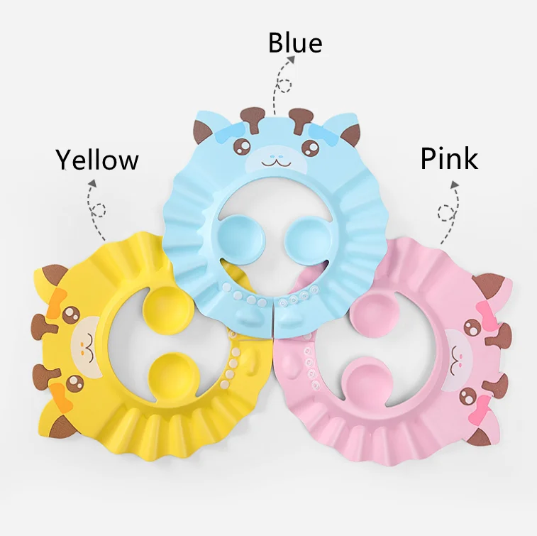 Оптовая продажа, 3 предмета, мягкая Регулируемая Водонепроницаемая showercap для малышей и детей постарше детский шампунь для душа и ванной козырек для Купания Шляпа