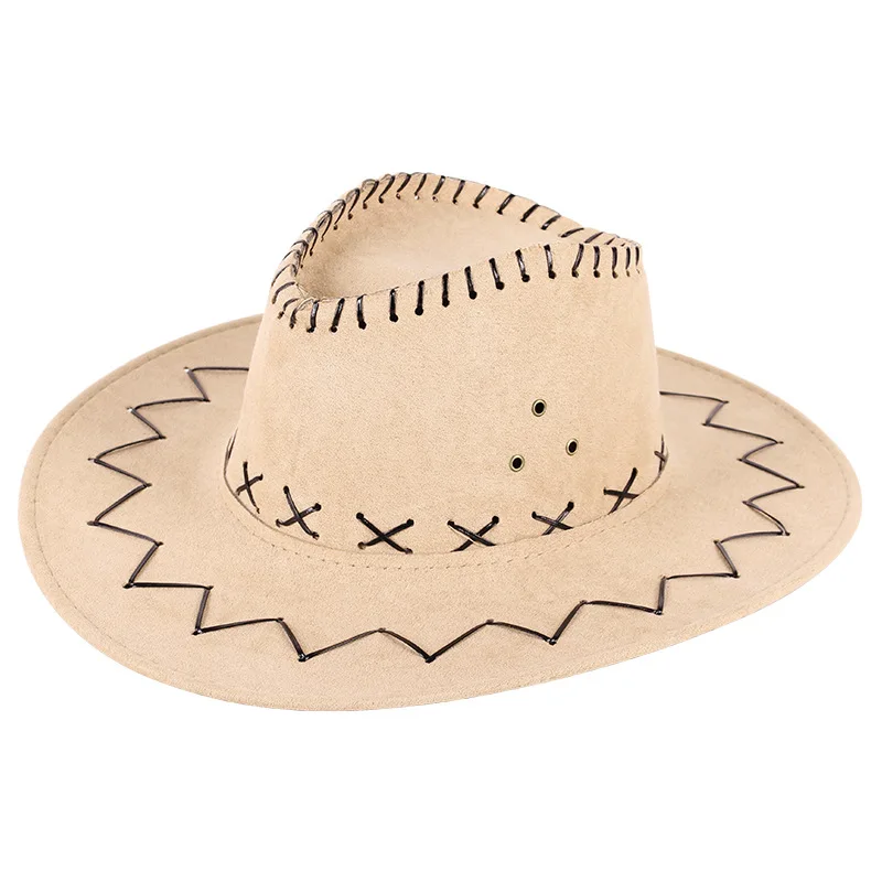 Оптовая продажа, взрослая недорогая ковбойская шляпа, замшевая рекламная ковбойская шляпа
