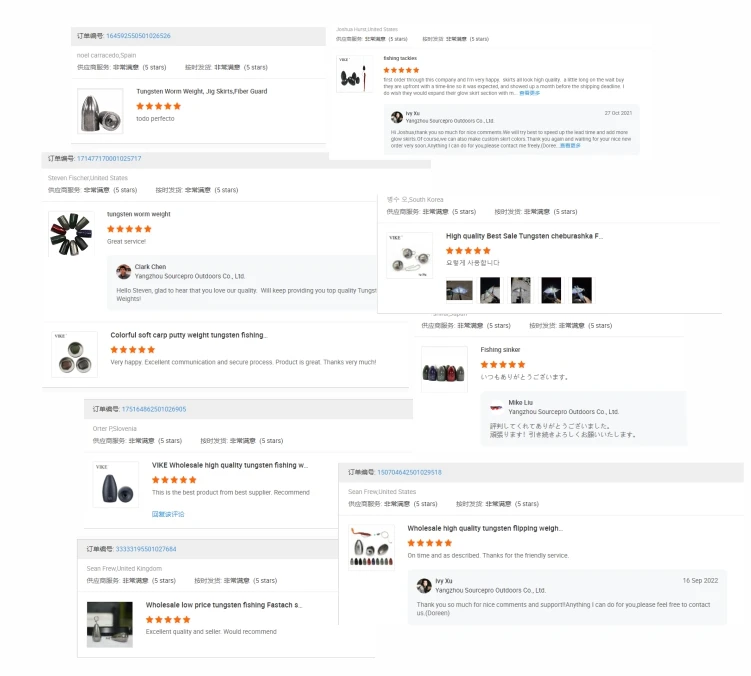 Wholesale High Quality Fishing Fishing Tackle Tungsten Weights Tungsten Sinker