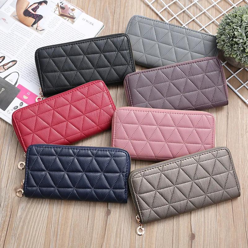 Ladies Travel Purse Zip Around Clutch Wallets Wristlet PU Leather Women Long Walle