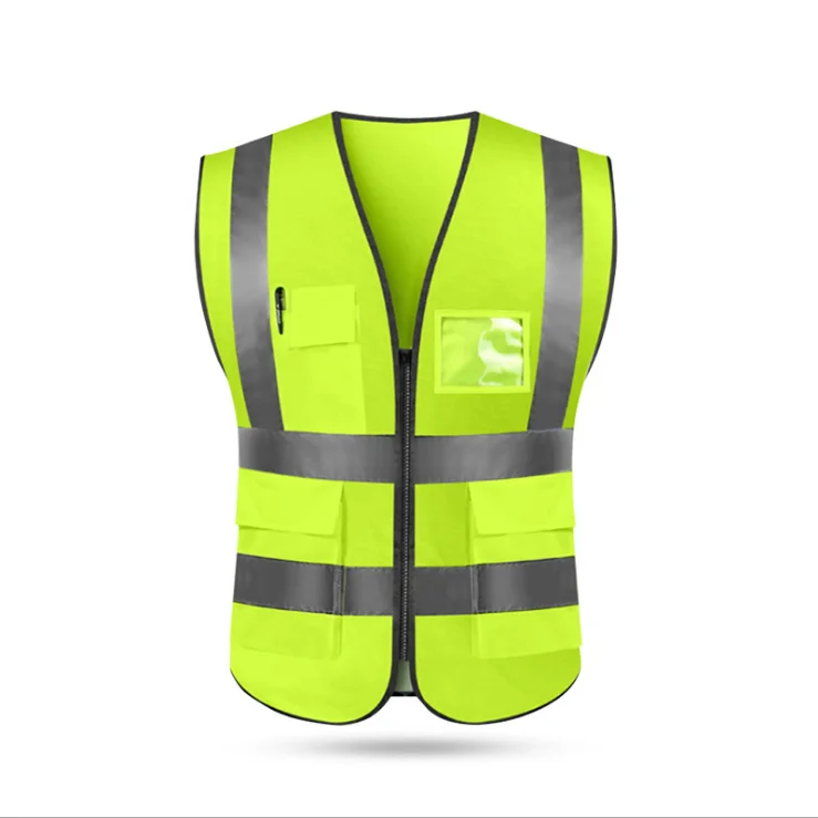 Сверхпрочный желтый сетчатый защитный жилет XP28 со светоотражающими полосками с карманами и молнией,
