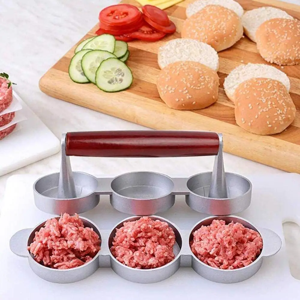 Triple Hamburger press Aluminum Non-Stick Hamburger Patty Maker Hamburger Mold Grilling Accessories