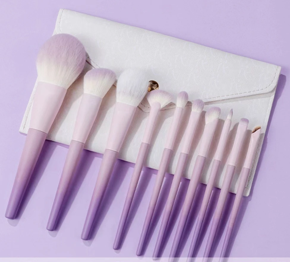 Custom Purple Women Beauty Make Up Tools Brush Vegan Cruelty Free Soft Synthetic Hair Eyeshadow Foundation Makeup Brush Set