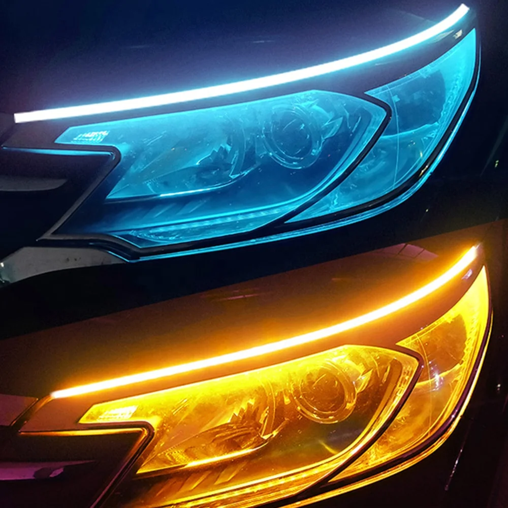 Amazon Hot LED DRL Car Daytime Running Light Flexible Strip Auto Headlights Turn Signal Brake Dynamic turn signal lamp