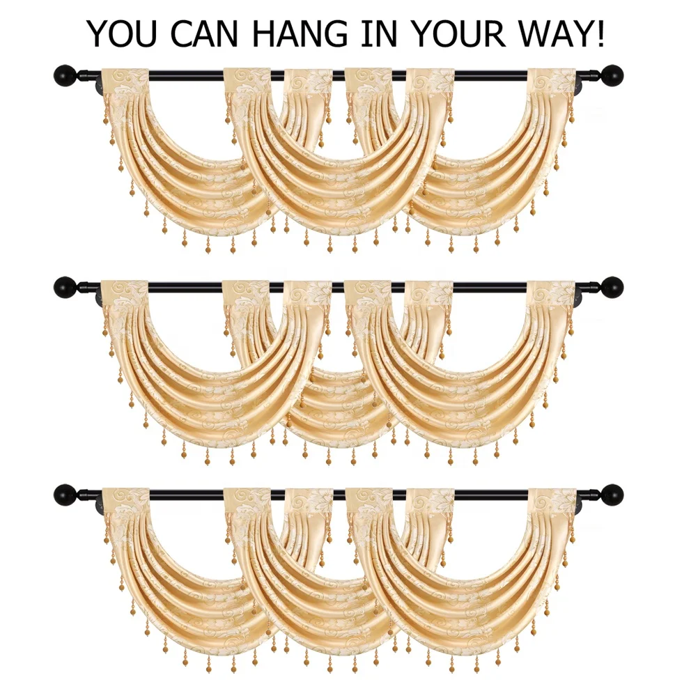1 Piece Europe Nice Beads Valance Living Room curtains New Design European Jacquard Window Luxury Valance Curtains  Wholesale