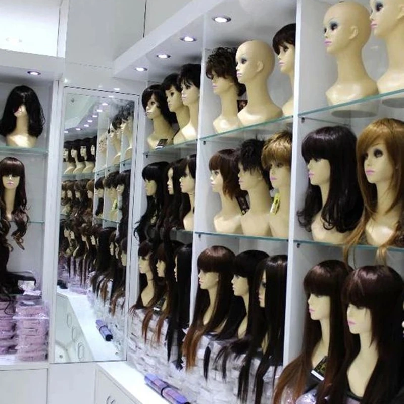 Hair salon display shelf cabinet hair store interior decoration fixture showcase customized wig shop display furniture