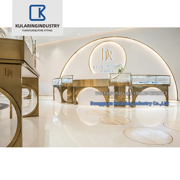 Commercial Wholesale Custom Retail Jewelry Shop Glass Floor Stand Jewelry Display Cabinet Fashion Lighting Glass Counter Table
