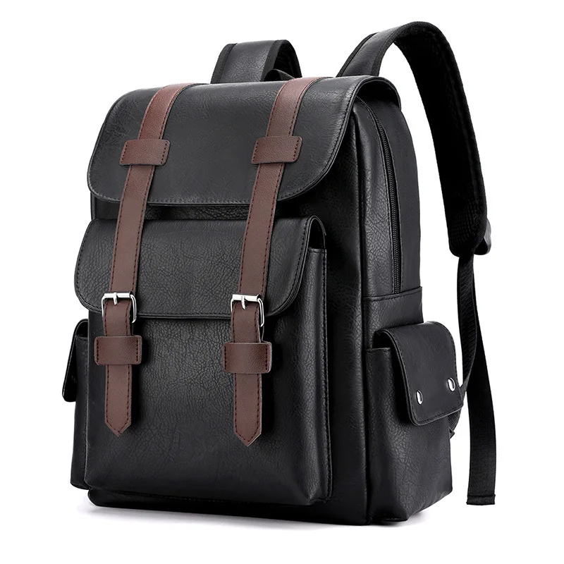 SC045 Unisex Waterproof PU Leather Backpack Purses Outdoor Travel Backpack Vintage Casual Shopping Backpacks For Men