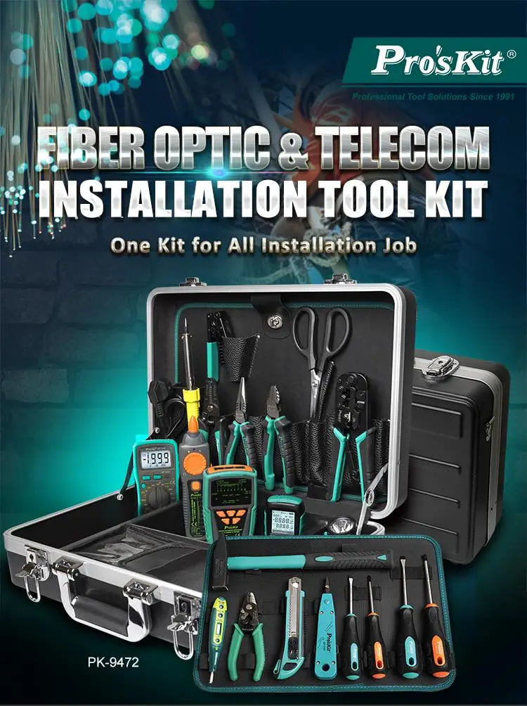 telecommunications and network toolkit PK-9472G for Fiber Optic Cable Telecommunications Network Inspection and Maintenance