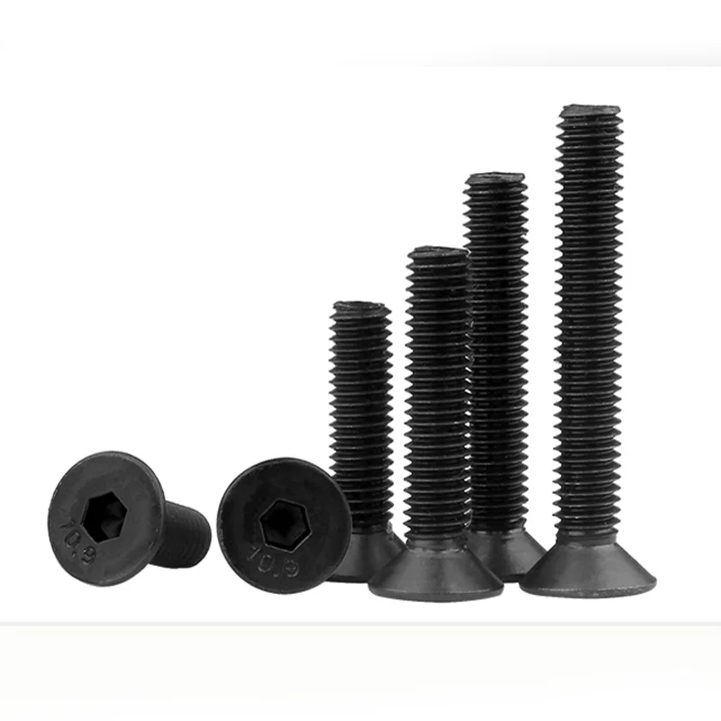 DIN7991 metric black m2 m2.5 m3 m4 m5 m6 m8 grade 10.9 black oxide flat  hexagon socket countersunk head cap screws
