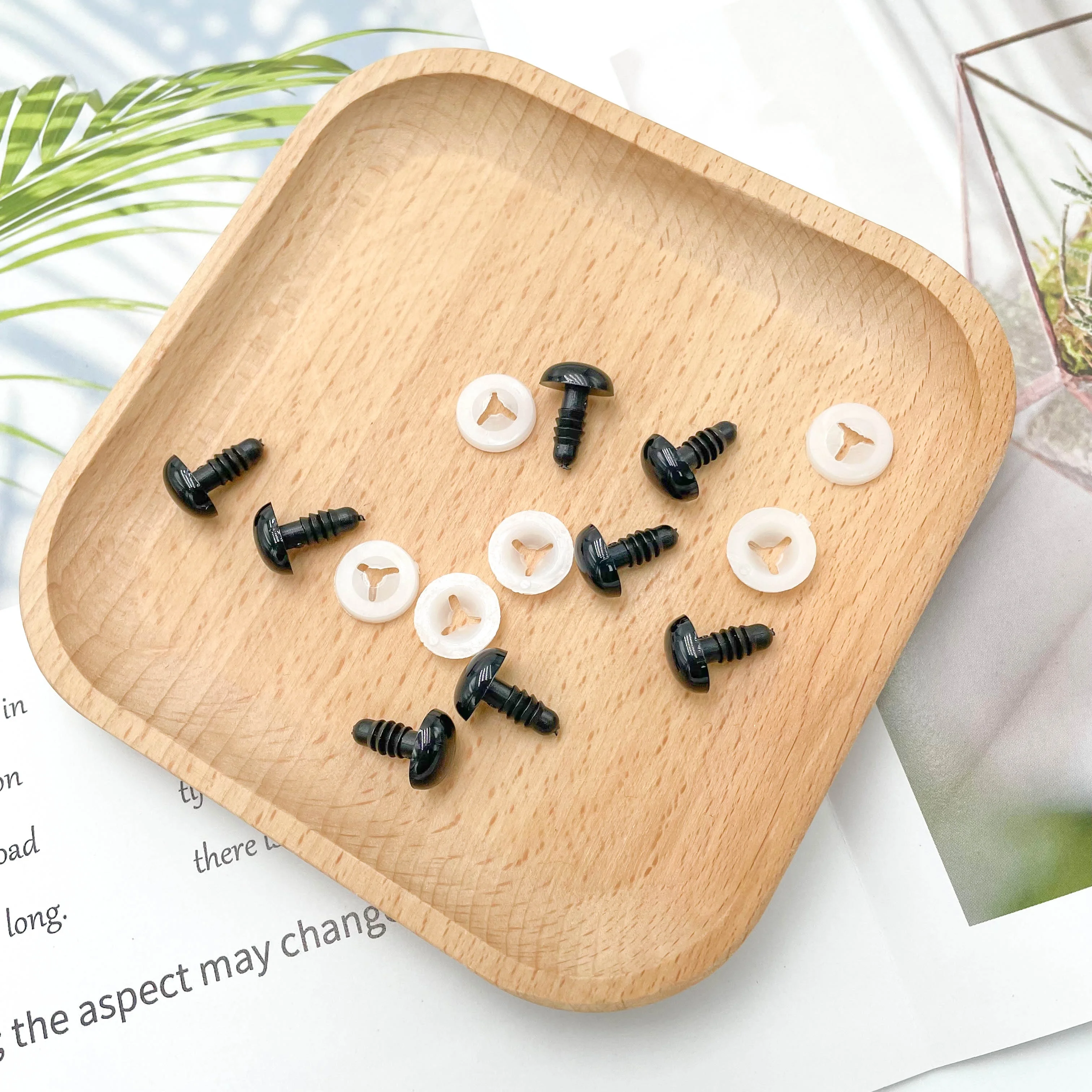 12*9 мм черные овальные пластиковые безопасные кукольные глаза для вязания крючком носы с ручными прессовыми шайбами