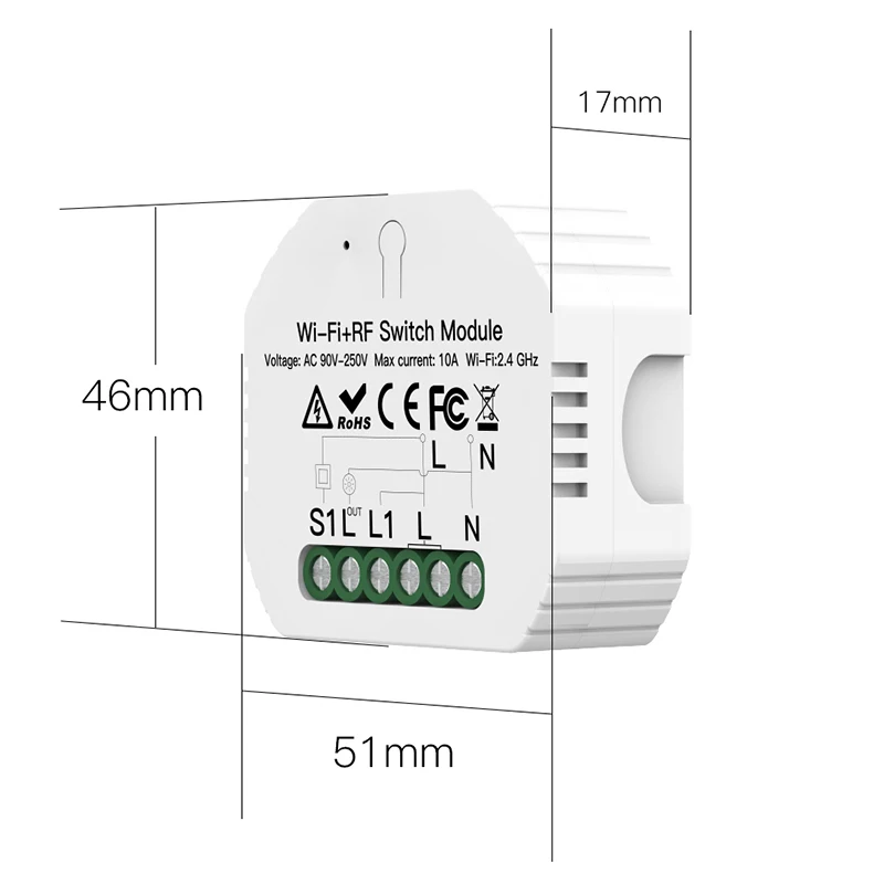 
Home Automation Smart Life Mini AC Dinrail Tuya Interruptor Wifi Smart Home DIY Wall Switch Relay Module Breaker RF433 220V Alex 