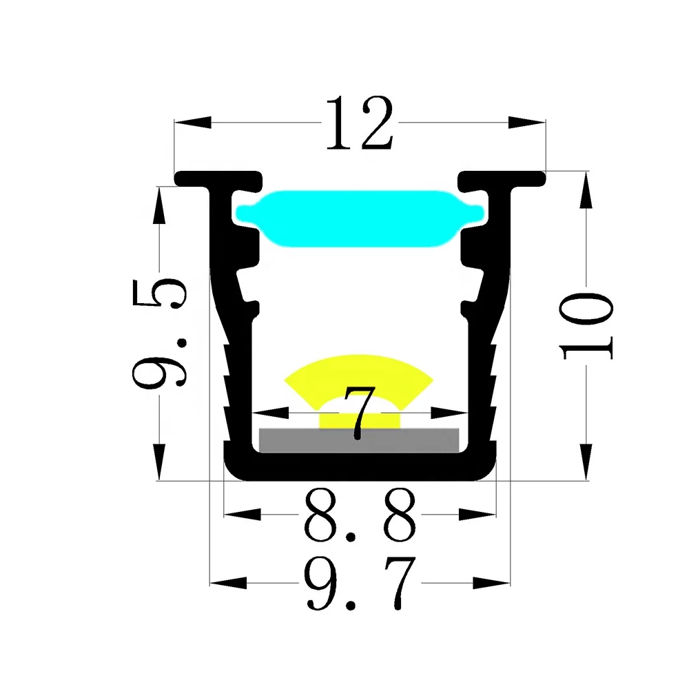 Custom Led Strip Light Aluminum Profile 10*10mm Recessed aluminum led profile for living room corridor indoor outdoor lighting