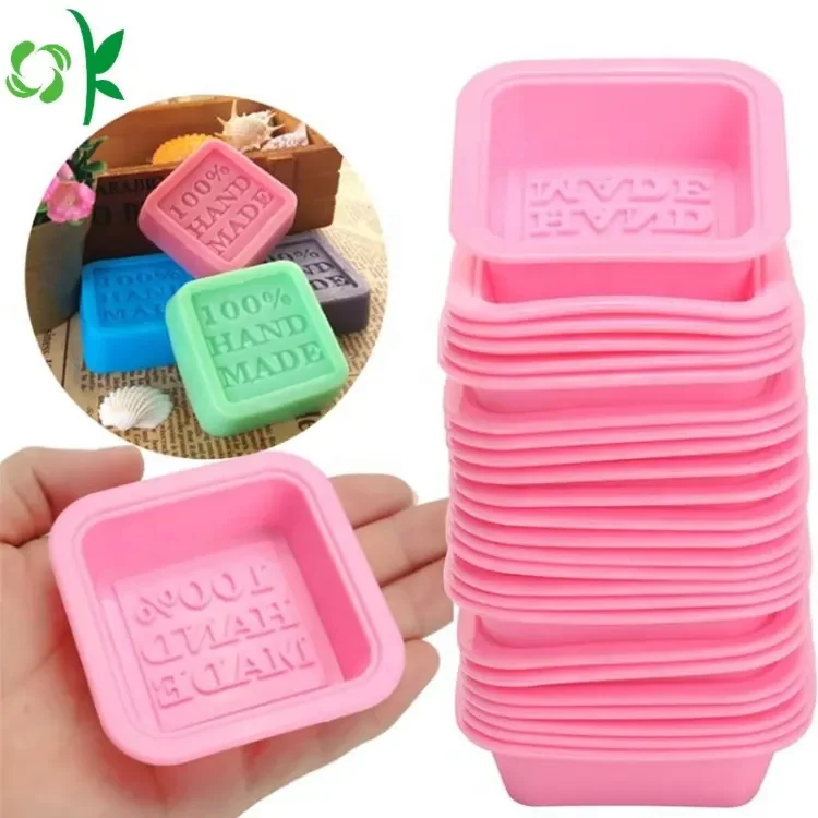 OKSILICONE DIY Soap Molds Durable 3D Homemade Non Stick for Soap Mold Hot Sale Square Shape Silicone Moulds Pink Cake Tools