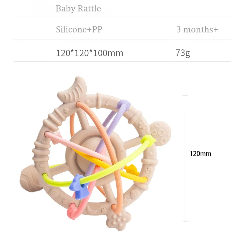 Hot Sale Soft Silicone Baby Teether Rattle Chew Toy Musical Newborn Sensory Toys for Kids