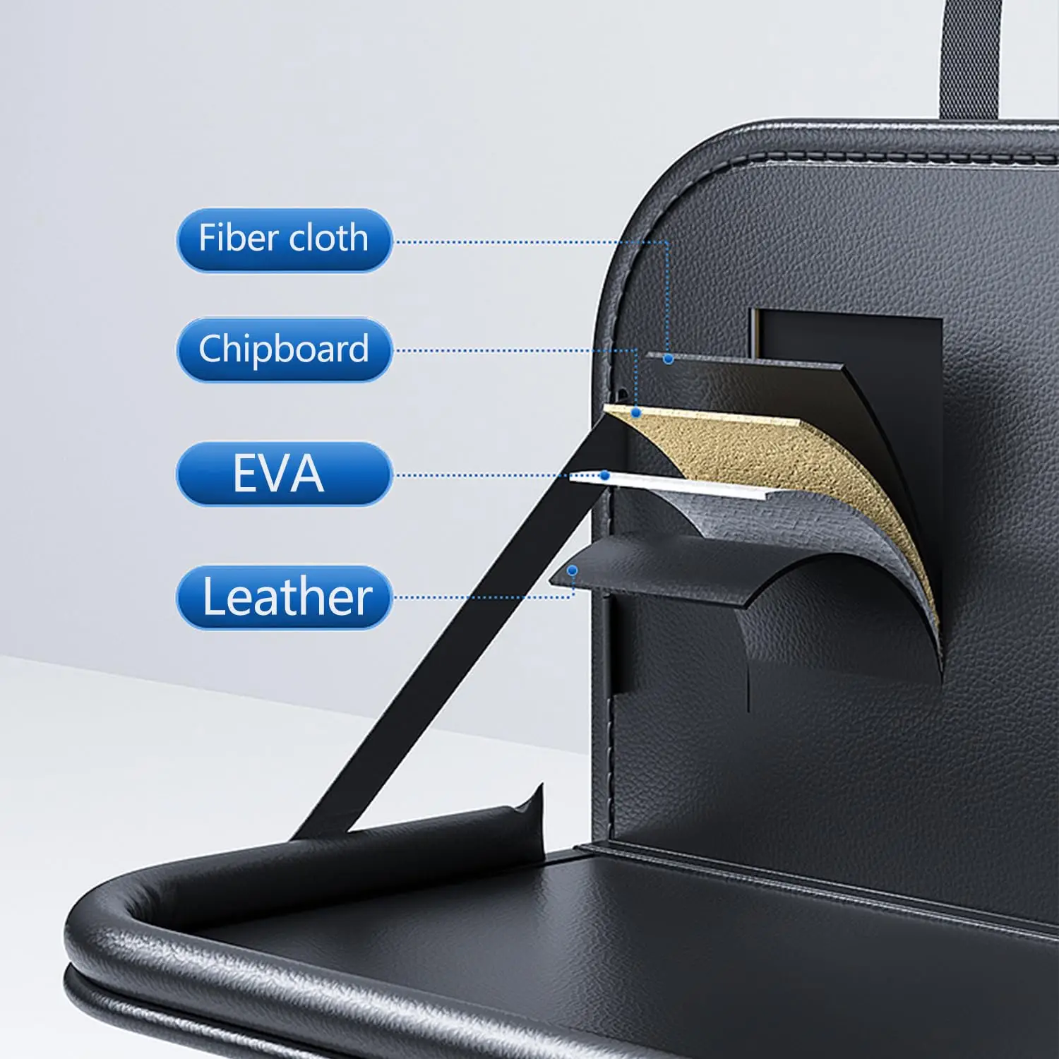 Factory Custom Back Seat Car Organizer with Tray,Foldable Car Table for Backseat Headrest with Big Pockets Waterproof Leather