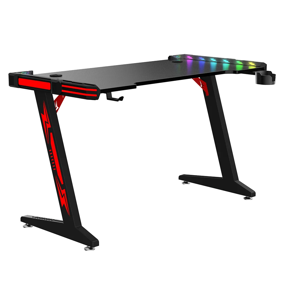 Beisijie Modern RGB LED Game Table Red Home Office Used Game PC Computer Desk Gaming Table