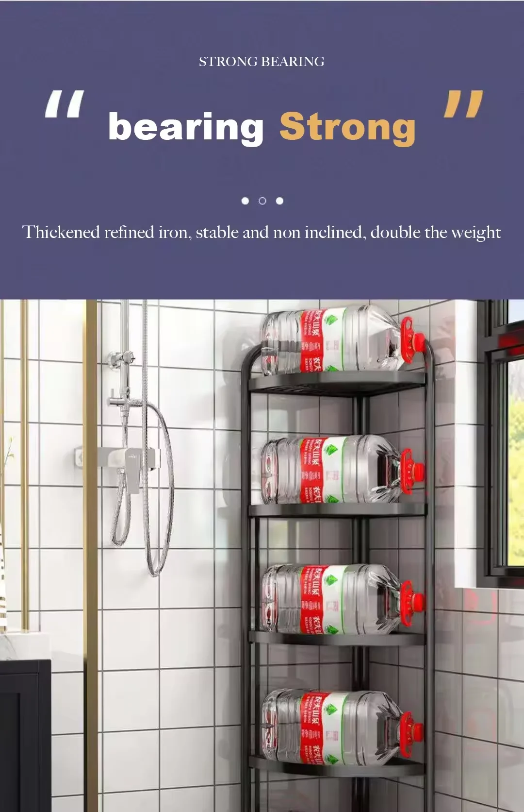 Non Drilling Bathroom Storage Rack Space Aluminum Triangle Design Wall Mounted Shelf Dual Corner