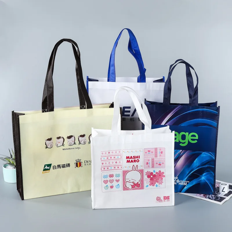 Film - covered color three-dimensional environmental protection non-woven bag advertising non-woven portable shopping bag
