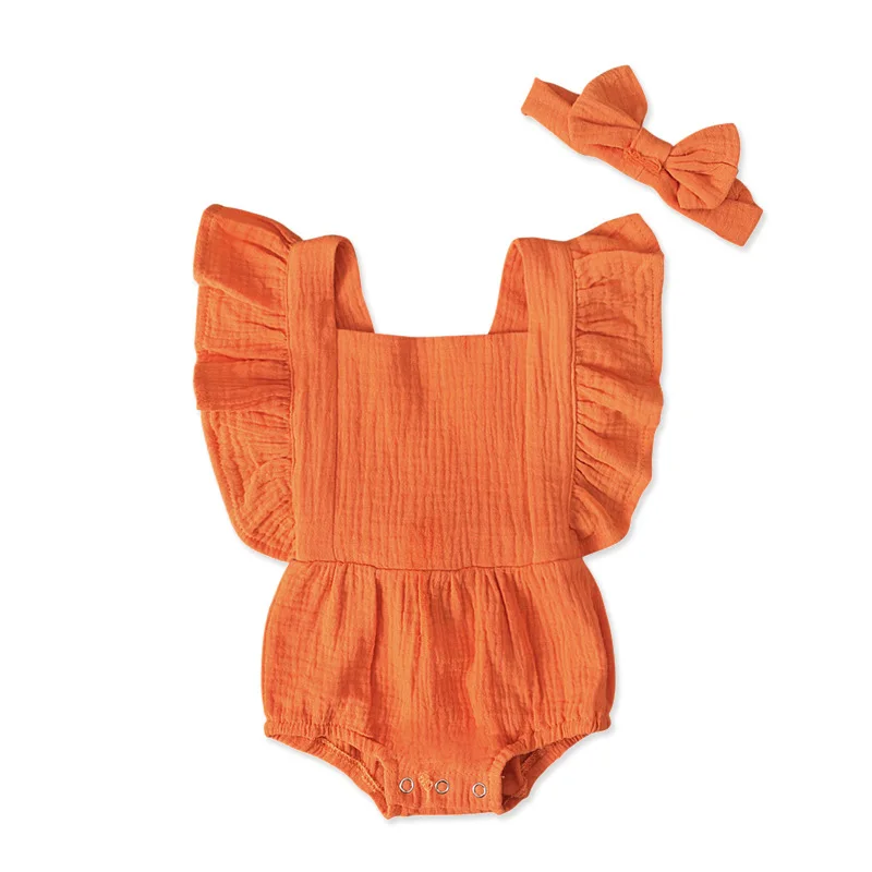 Latest Kids Clothes wholesale pleated baby romper custom knit fabric pure raw cotton new born baby clothes