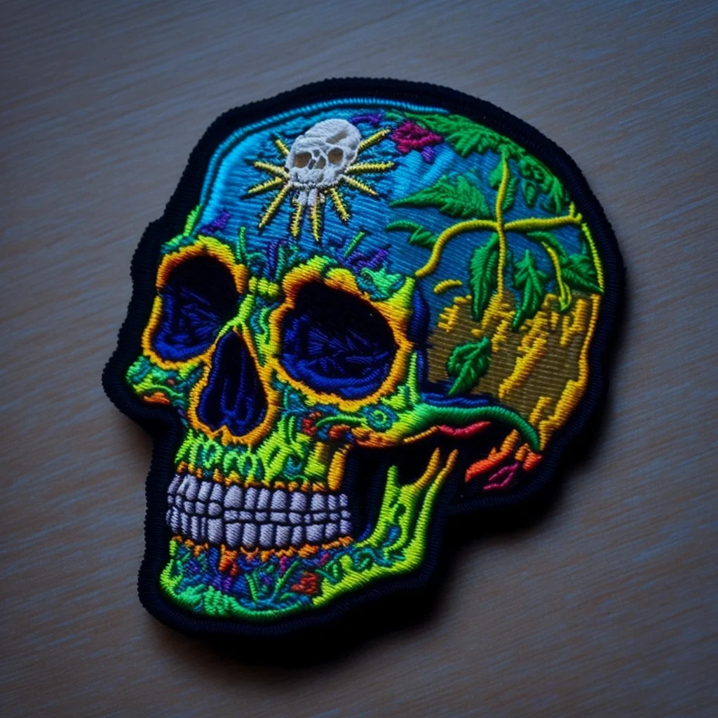 Hippie Skull Dreamcatcher Patches Technicolor Bonehead Characters with Feathers and Fringe