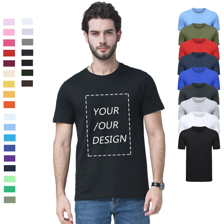 Wholesale Mens Blank camisas 100% cotton tshirt printing High Quality Plain Custom Logo Printed Black t shirts