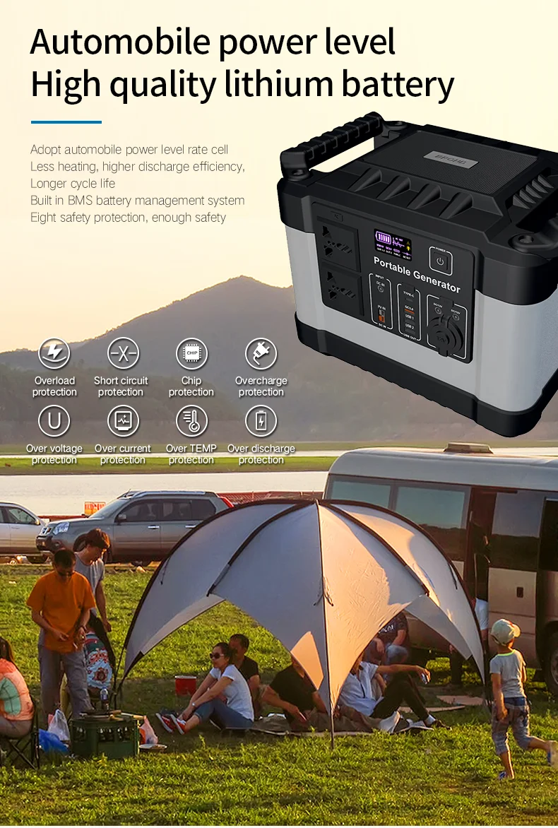 Power Generator Portable Pure Sine Wave mini solar Generator 1000W Portable Power Station For Outdoors Camping
