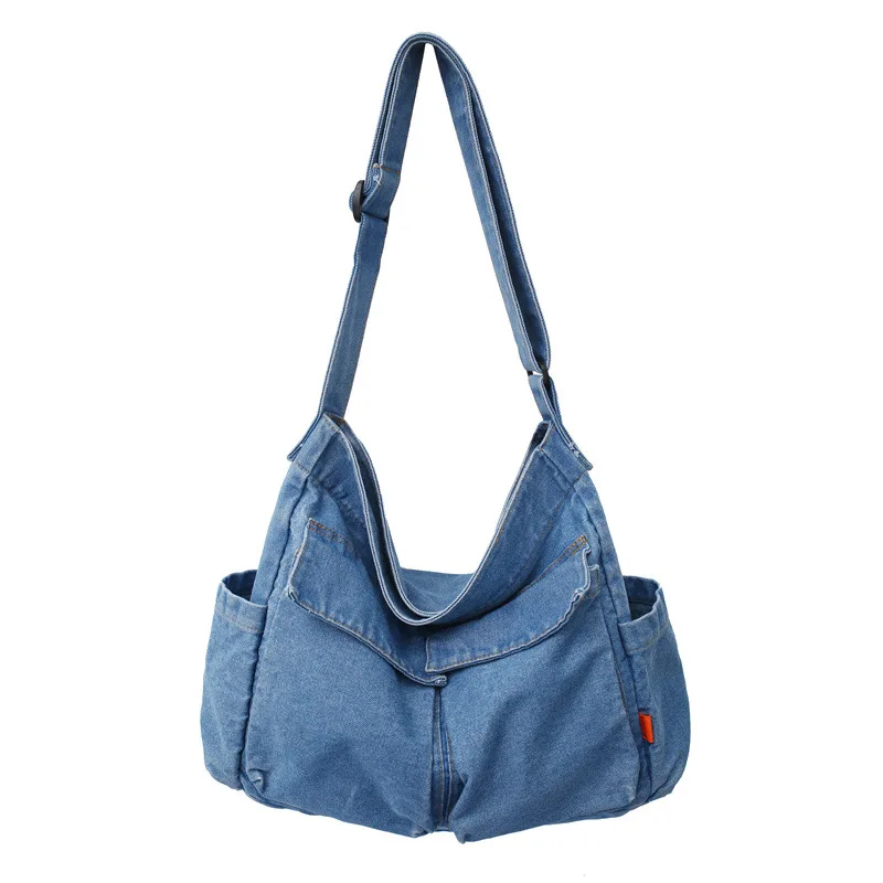Factory wholesale  large capacity jeans bag durable washed vintage demin bag for women