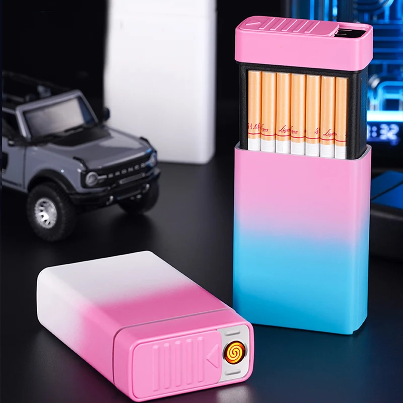 OEM Factory New Cigarette Case Heating Coil Lighter 2 in 1 Custom Electronic Lighter Cool Cigarette Case lighters Packs