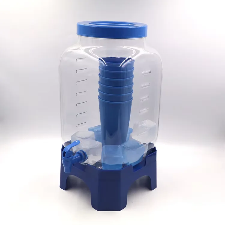 Wholesale 3GL Fruit Teapot Refrigerator Cold Water Bucket Tap Square Keg Drink Dispenser PP Plastic Juice Bucket for Travel