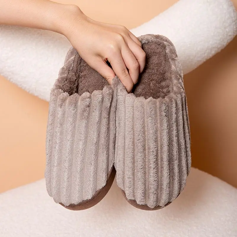 Hot Sale Plush Slippers Warm Rabbit Fur Indoor Non-Slip Winter Cotton Shoes Men And Women With The Same Style Wholesale