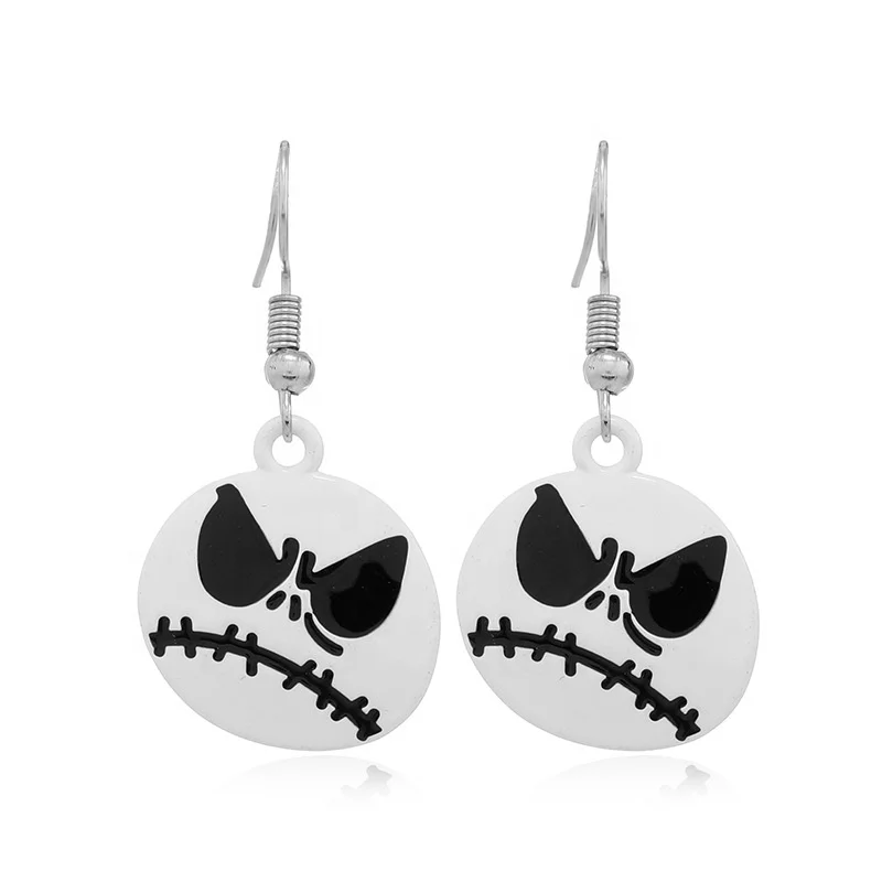 Halloween Dangle Earrings Punk Witches Skull Cat Bat Crystal for Women Gift