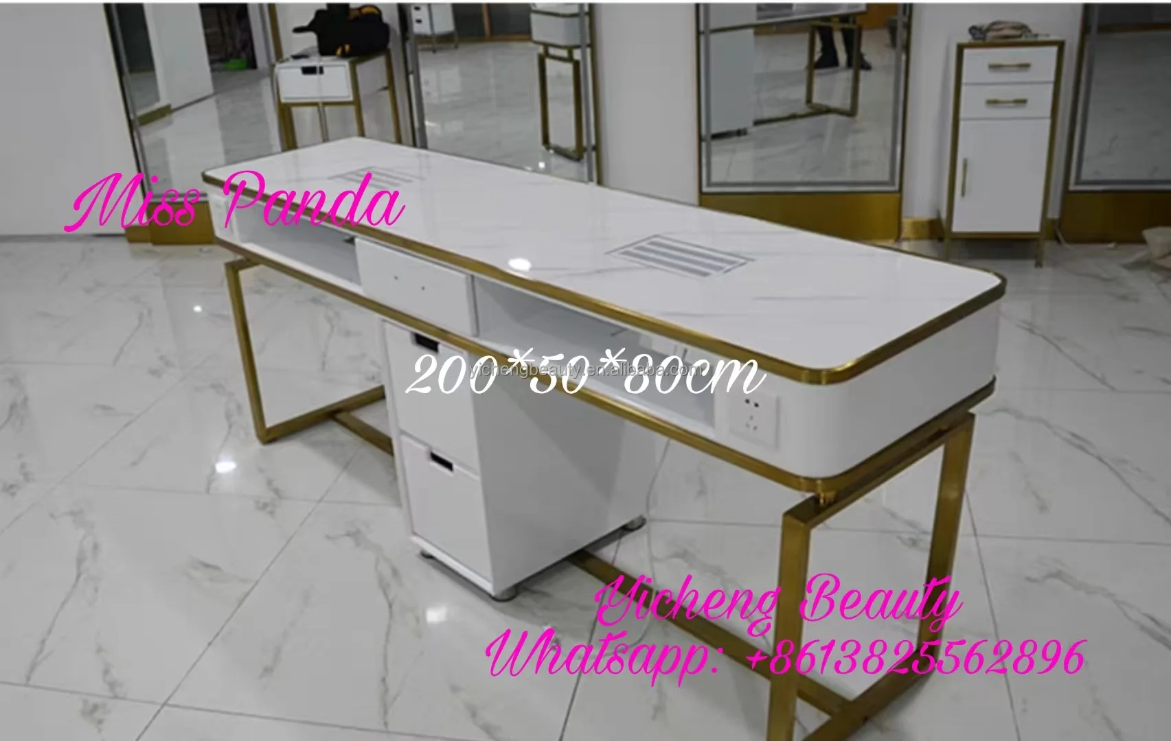 Factory Supply Salon Manicure Pedicure Equipment Cheap Double Nail Table with Vacuum in Cheap Price in China
