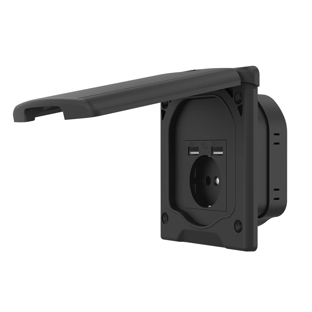 EU style waterproof 16A power outlet RV exterior type-C socket