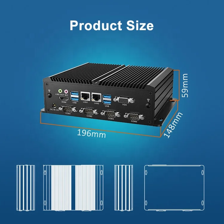 Мини-ПК Darveen без вентилятора настольный ПК J1900 i3 i5 i7 NUC мини-ПК с 6 RS232 двойной Lan промышленный