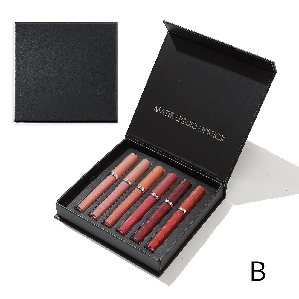 Waterproof Lipgloss Matte Liquid Lipstick Makeup Set Women Multi Colors Lip Gloss Kit Moisturizing Long Lasting Lipsticks