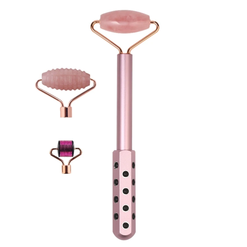  Double Head Design OEM Portable Germanium Stone Jade Roller Skin Care Facial Massager Beauty
