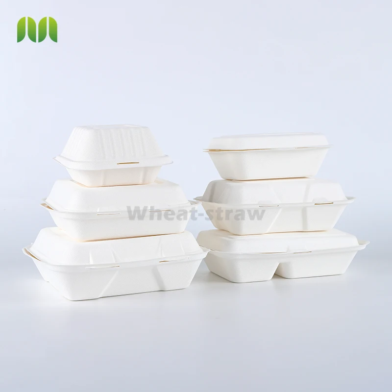 Biodegradable Takeaway Take Away  Fast Food Packing Pulp Sugarcane Bagasse Lunch Paper Box
