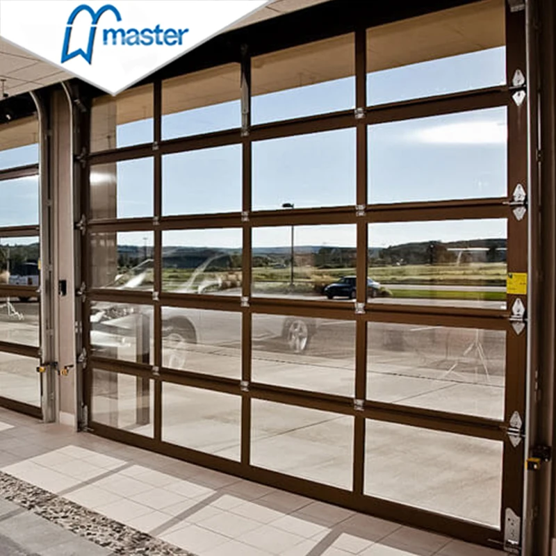 Luxury Modern Full View Tempered Transparent Glass 8X7 Single Clear Glass Aluminum Garage Door With Motor