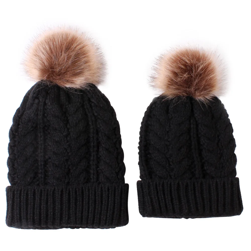 Factory Price News Twist Parent-child Lady Hat Mom Baby Keep Warm Knitted Hat