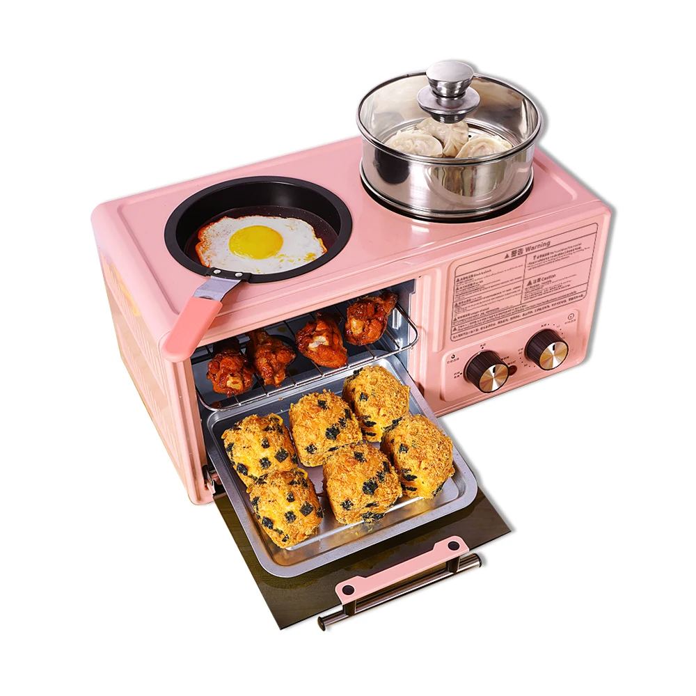 4 in 1 breakfast maker set with baking steaming frying boling functions
