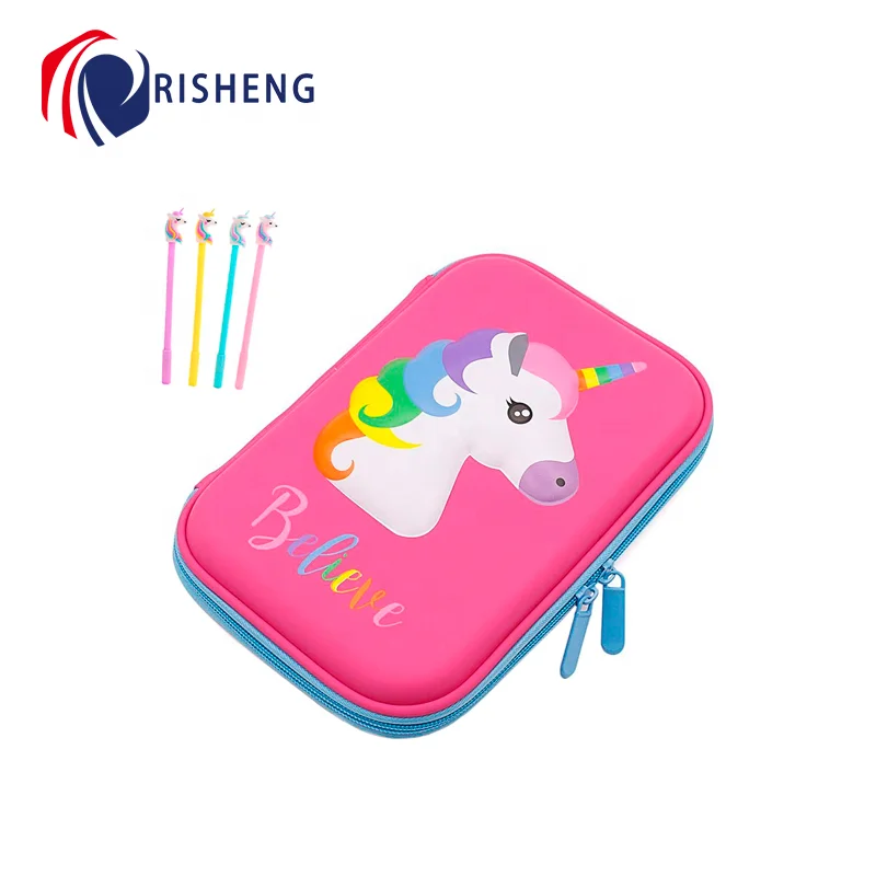 Hard EVA Large Capacity Pencil Case Storage Box for  Boys Girls Children 3D Cute Unicorn Pen Pouch Stationery Box for School