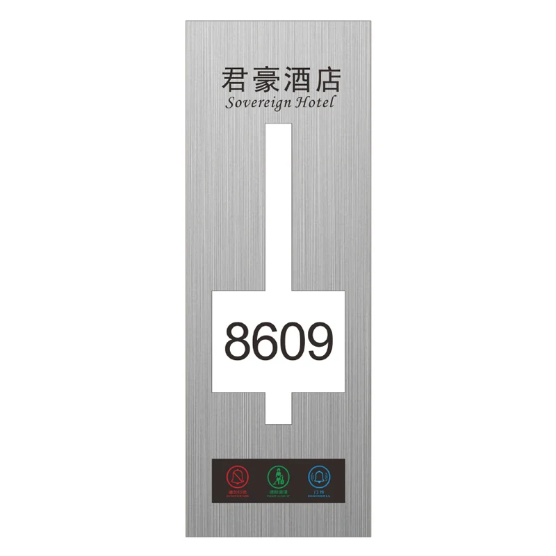 Custom home address sign decorative metal glass acrylic  alphard led door sill plate house number for hotel