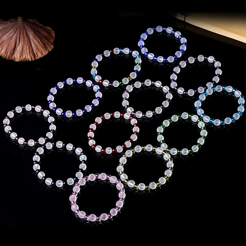 8 мм переработанные пластиковые прозрачные стеклянные бусины браслет регулируемые бусины браслет для женщин Океанский браслет BHBP074