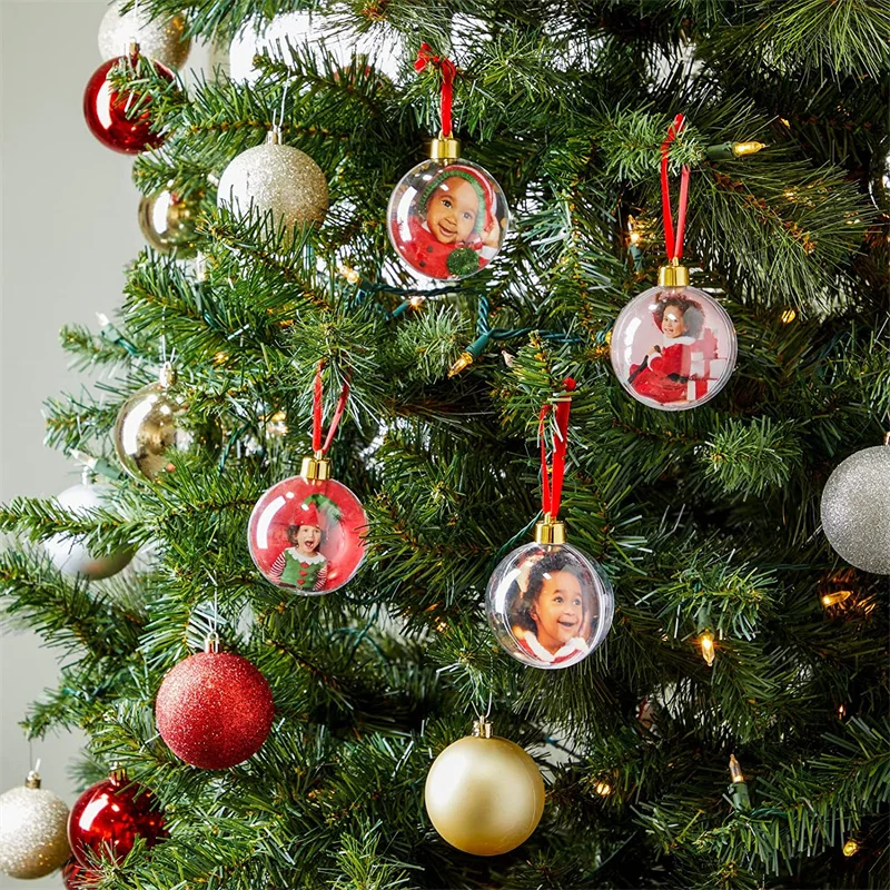 Wholesale Outdoor Christmas Tree Ornaments Personalized Transparent Plastic Hanging Ball With Names