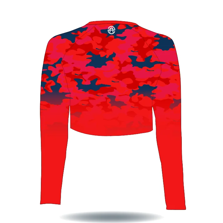 custom your own design red camo performance sports long sleeve womens ladies girls t shirt crop top fishing shirts