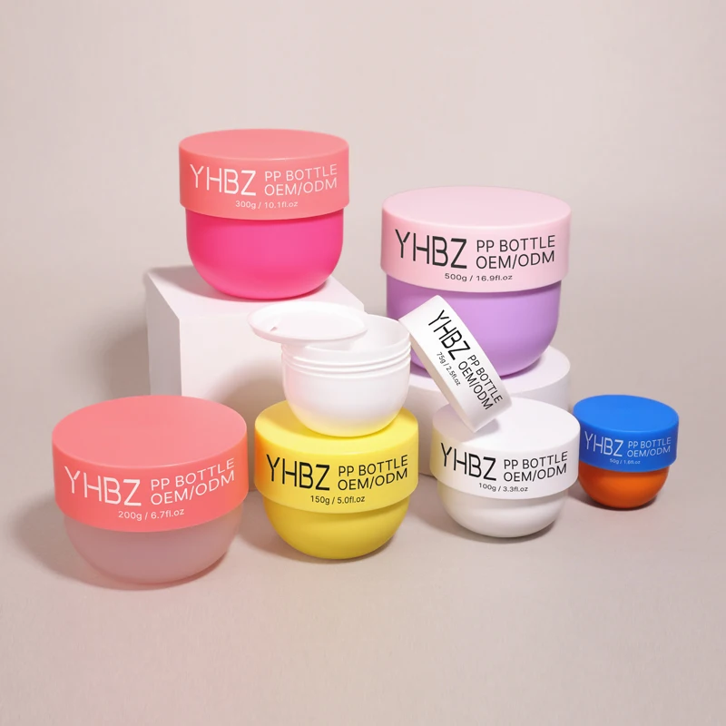 body scrub pp cream jar 50ml 75ml 100ml 150ml 200ml 300ml 500ml recyclable wide mouth round plastic cosmetic pot jar with lid